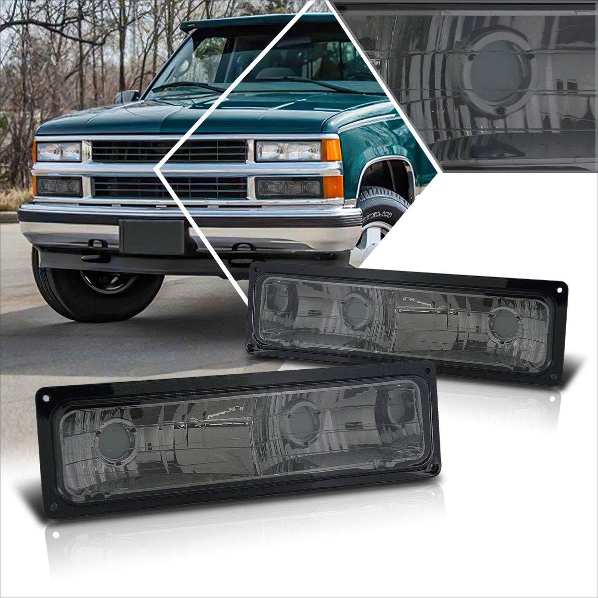 PM PERFORMOTOR Bumper Parking Lights Compatible with 88-99 Chevy Tahoe C/K1500-3500/GMC Yukon C/K1500-3500