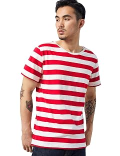 Striped T Shirt for Men Sailor Tee Red White Black Blue Stripes Top Summer Beach