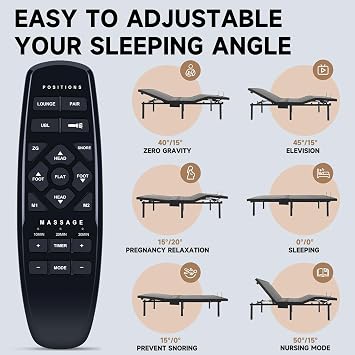 ZWP Replacement Remote Control fit for iDealBed iQ5 Luxury Hybrid Mattress and Adjustable Bed Sleep System