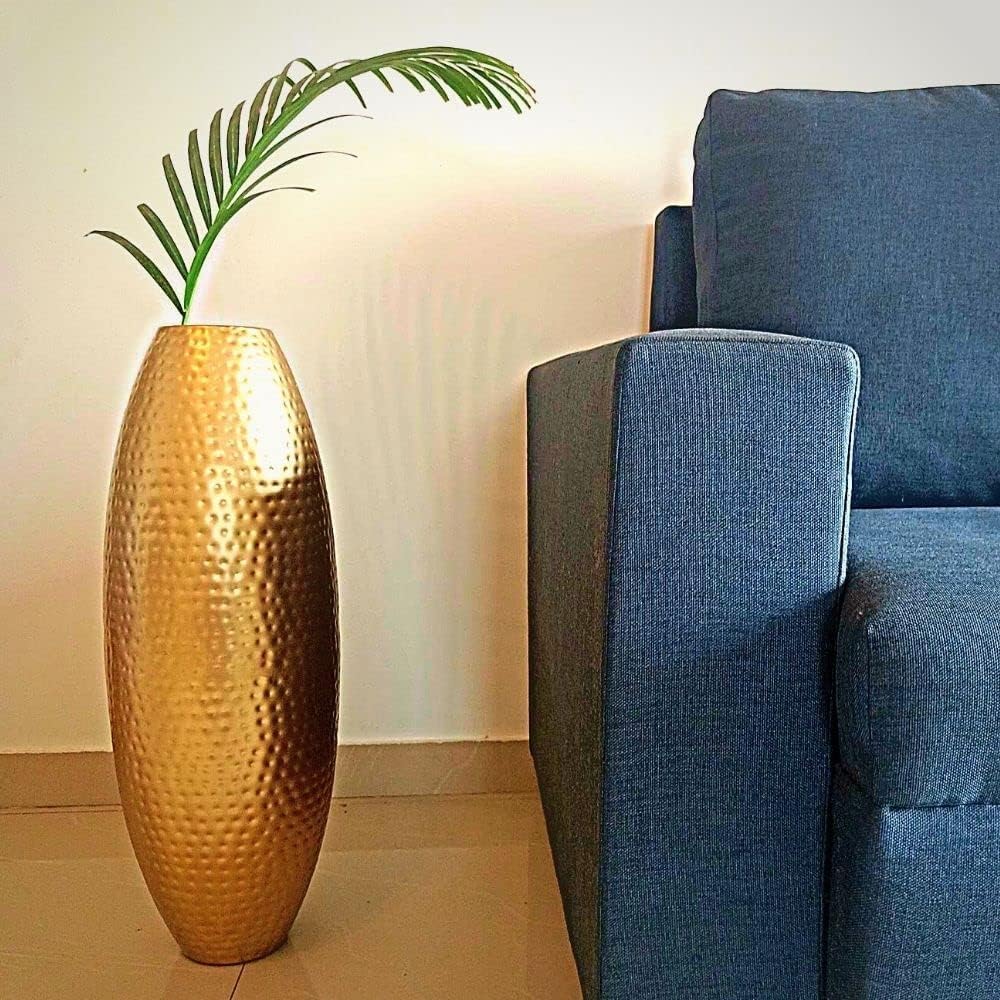 Zintex-Decor Your Dream Hammered Gold Metal Oval Floor Vase Tall Decorative Vase for Living Room/Home Decor- 24 inch-image-9