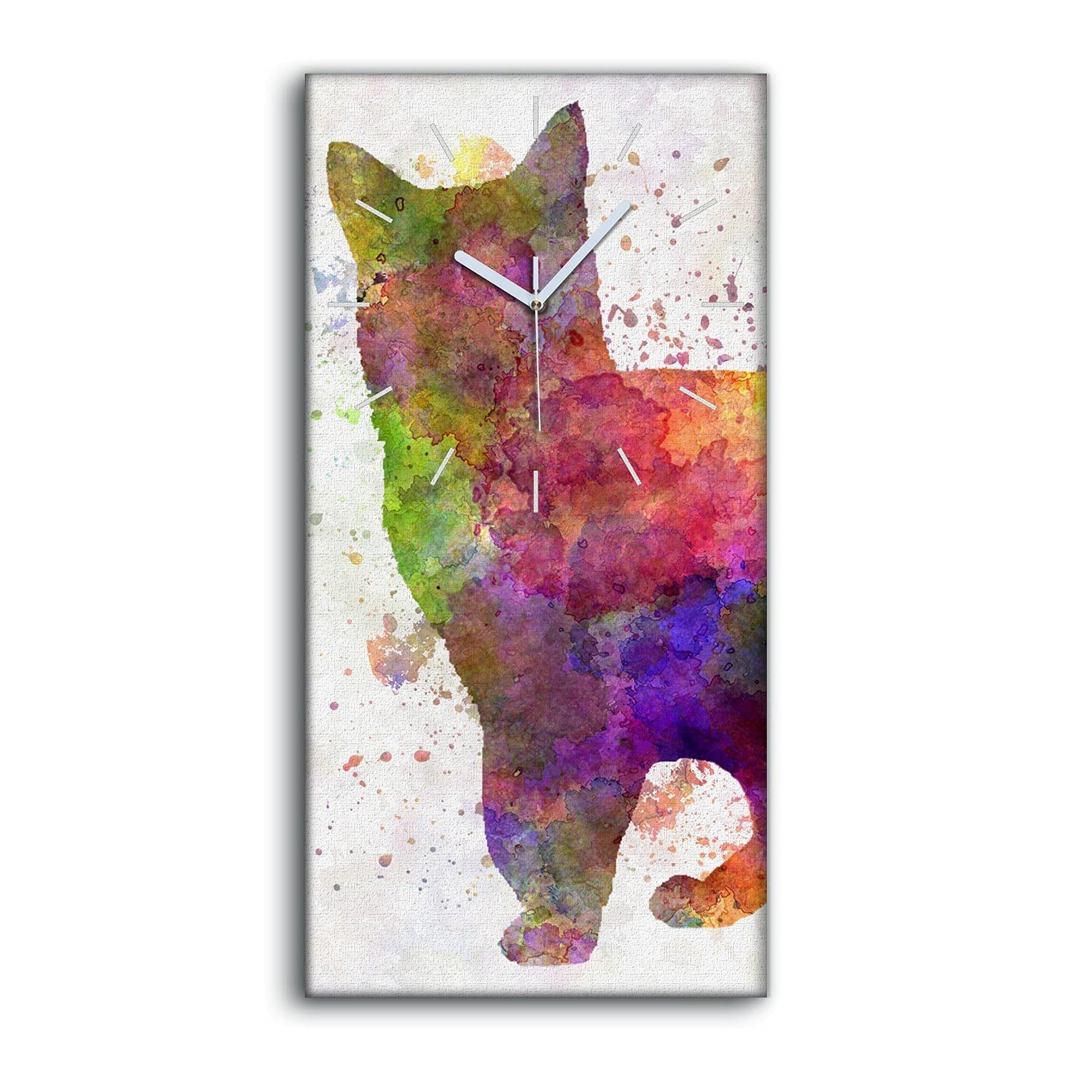Horloge sur toile chat abstrait décoration salon et chambre zen