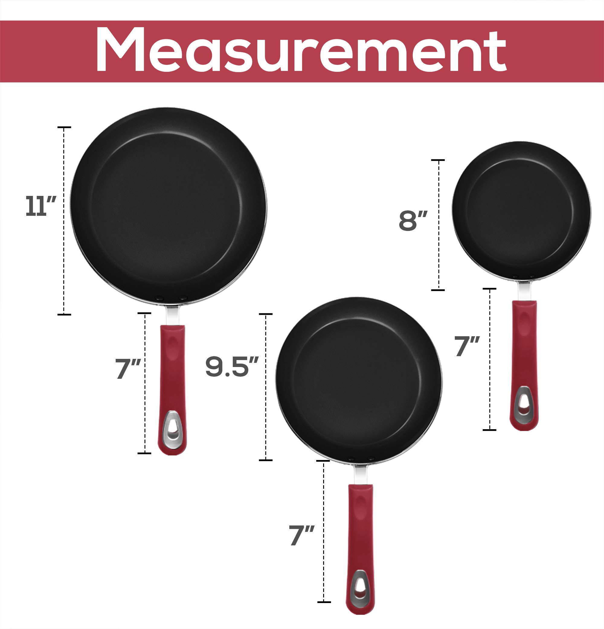 ProductsPro - Inductie - 18 cm - Kleine - 3 delige - Koekenpan