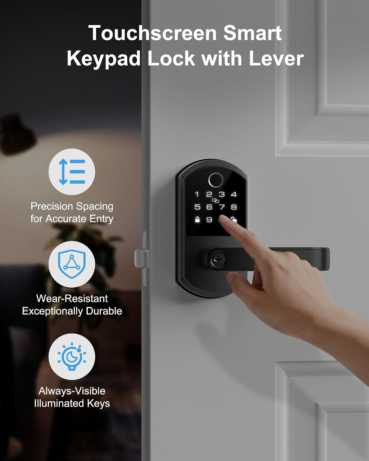 Smart Lock with Lever Handle, Keyless Entry Door Lock with Fingerprint, App Control, Passcode, IC Card & Key, Bluetooth Smart Door Lock for Front Door 4 71I eBQGDhL. AC SL1500