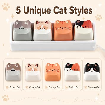 PLwelth 2Pcs Cute Cat Keyboard Fidget Toys, Clickeez Keyboard, Crisp Sound