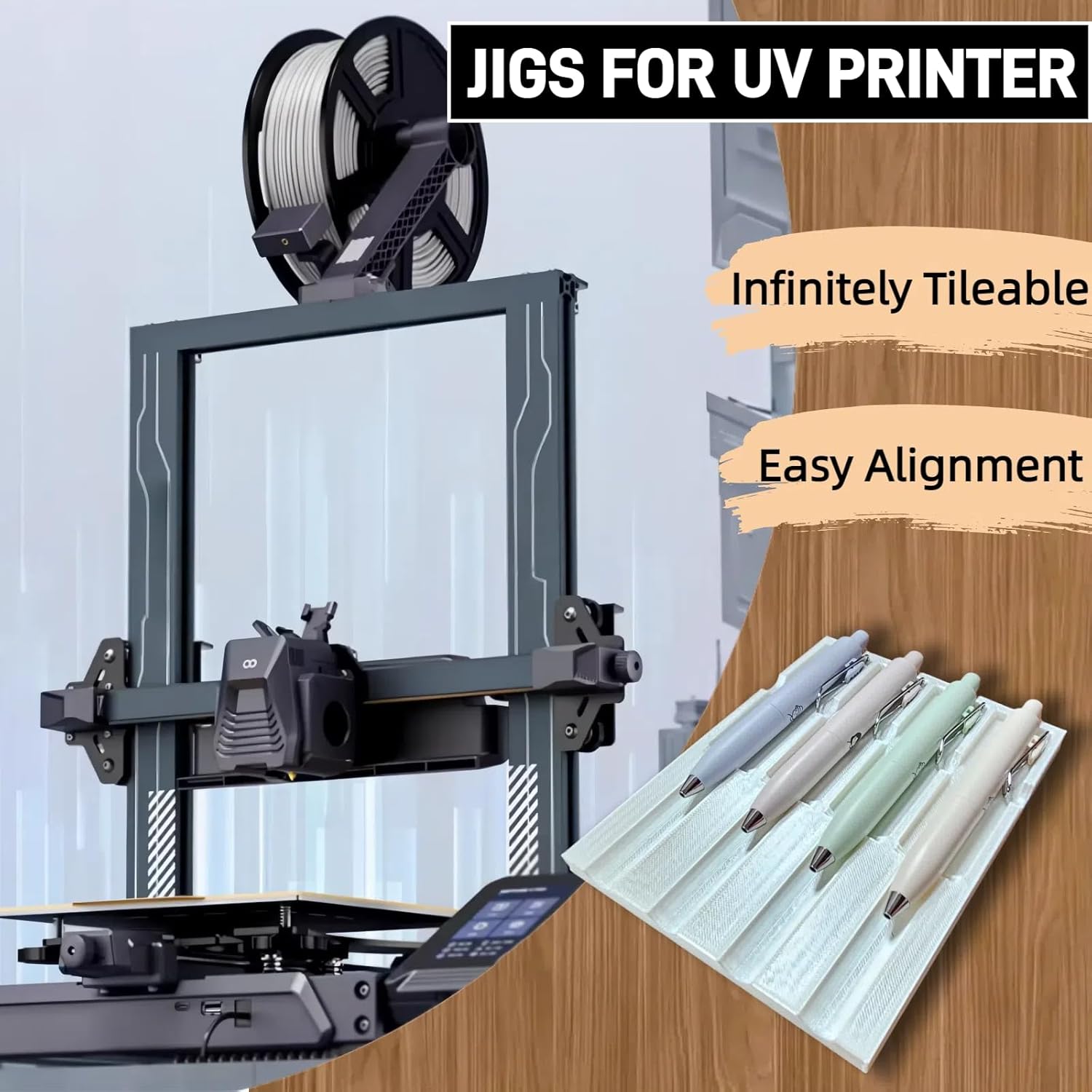 UV Printer Pen Jig, Universal Pen Production Jig Compatible with Eufymake UV Printer E1, Bamboo & Custom Pen Printing Tool for Batch Jobs&Big Orders