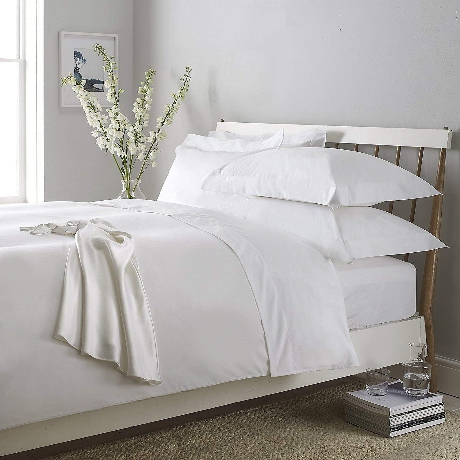 Pricebust] SUPER KING SIZE WHITE FITTED SHEET 100% EGYPTIAN COTTON 200 THREAD COUNT 200TC