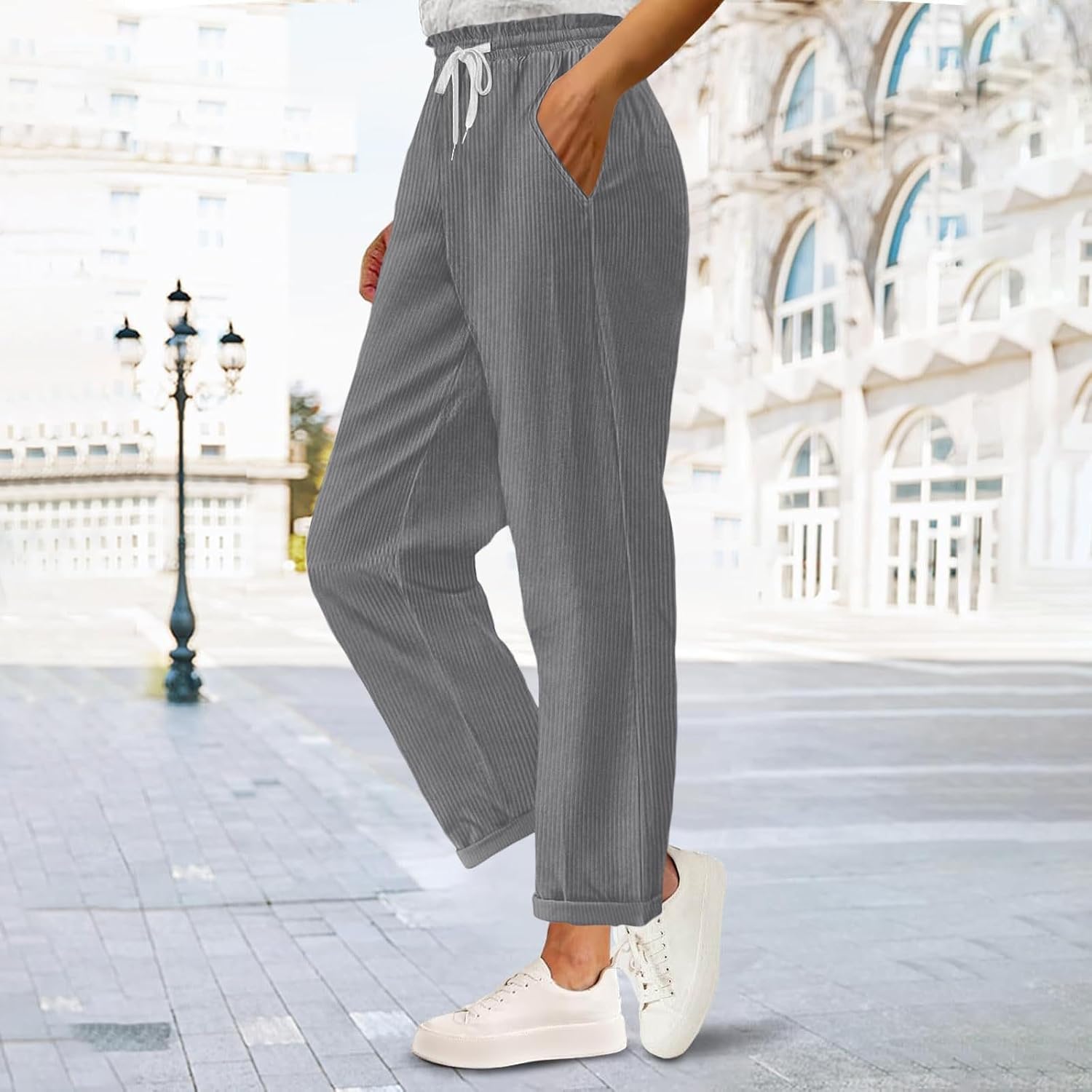 Women’s Wide Leg Sweatpants Casual High Waist Baggy Sweatpants Boyfriend Jogger Pants with Pockets Trousers