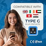 Adaptateur de voyage OREI UK, Hong Kong, adaptateur 2 en 1, pour Botswana, Angleterre, ÉAU, Dubaï - Connexion sécurisée mise à la terre - Prise universelle - Paquet de 4