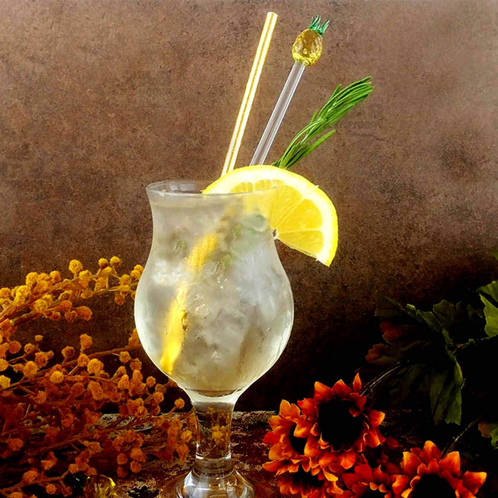 BARCONIC Pineapple Glass Drink Stirrers - Set of 6