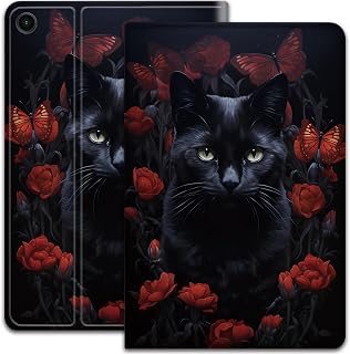 Case for Samsung Galaxy Tab A9 8.7-inch 2023, Smart Stylish Case, Adjustable Stand with Automatic Sleep and Wake, for Samsung Galaxy Tab A9 Tablet - Black Cat and Butterfly