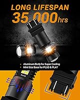 Vista 4 de Auxbeam 3157 Bombillas LED 3157 3457 4157 Switchback Bombillas de doble color 300% más brillante blanco y ámbar para luces direccionales DRL, luces