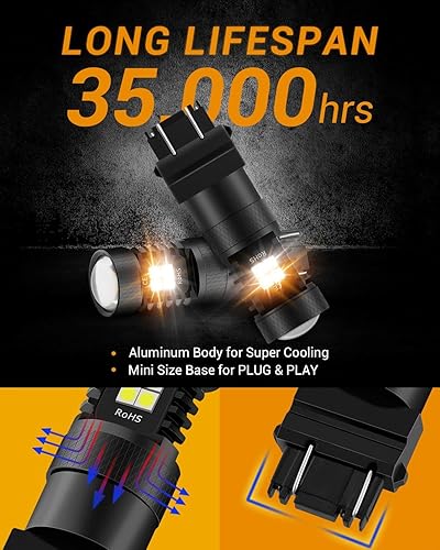 Miniatura 4 de Auxbeam 3157 Bombillas LED 3157 3457 4157 Switchback Bombillas de doble color 300% más brillante blanco y ámbar para luces direccionales DRL, luces