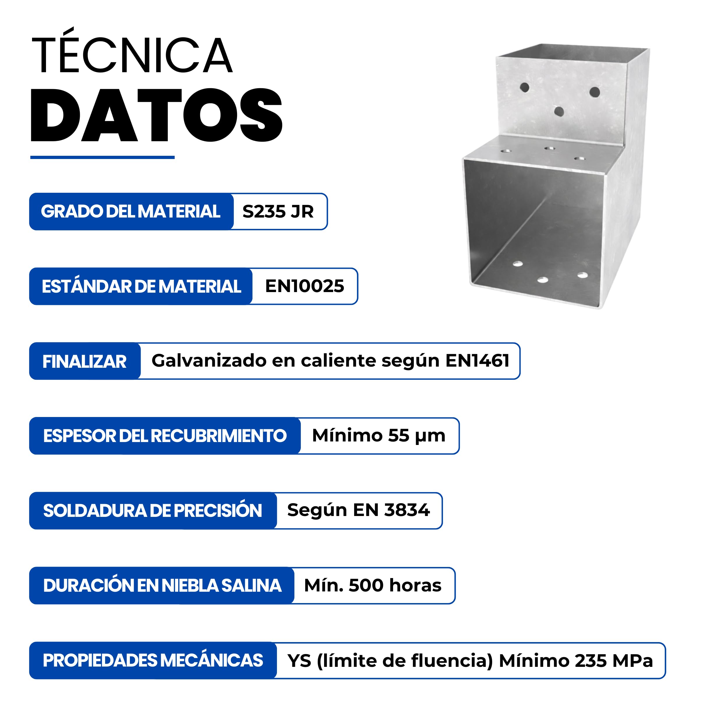 GeZu Impex Conector de Poste 71 x 71 mm Juego of 12 | Galvanizado por Inmersión en Caliente Soportes de Esquina para Pérgola y Pabellón