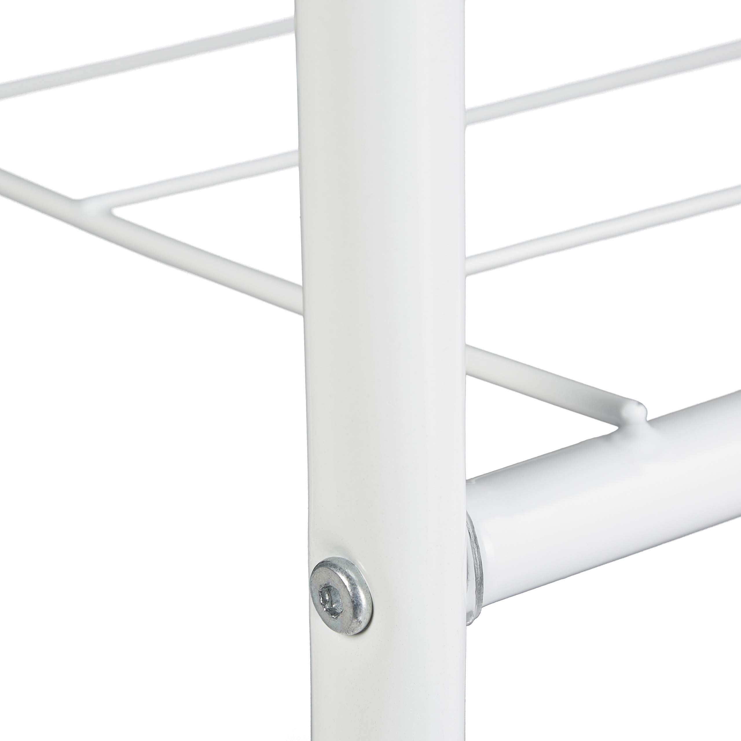 Relaxdays Perchero Burro Metálico con Barra, 2 Estantes y 4 Ganchos, Recibidor, Hierro, 1 Ud., 158 x 60 x 33 cm, Blanco