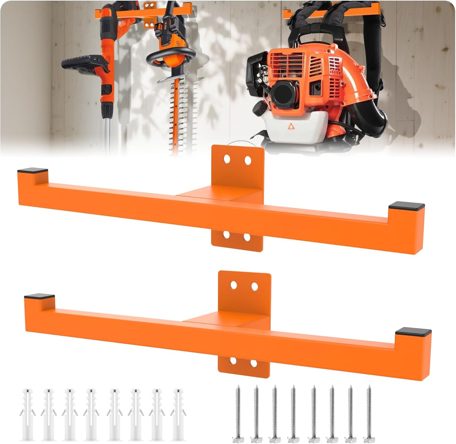 Backpack Blower Wall Mount, Leaf Blower Hanger Heavy Duty Garage Organizer Rack for Backpack Sprayer, Handheld Blower, Chainsaw (2 Pack)