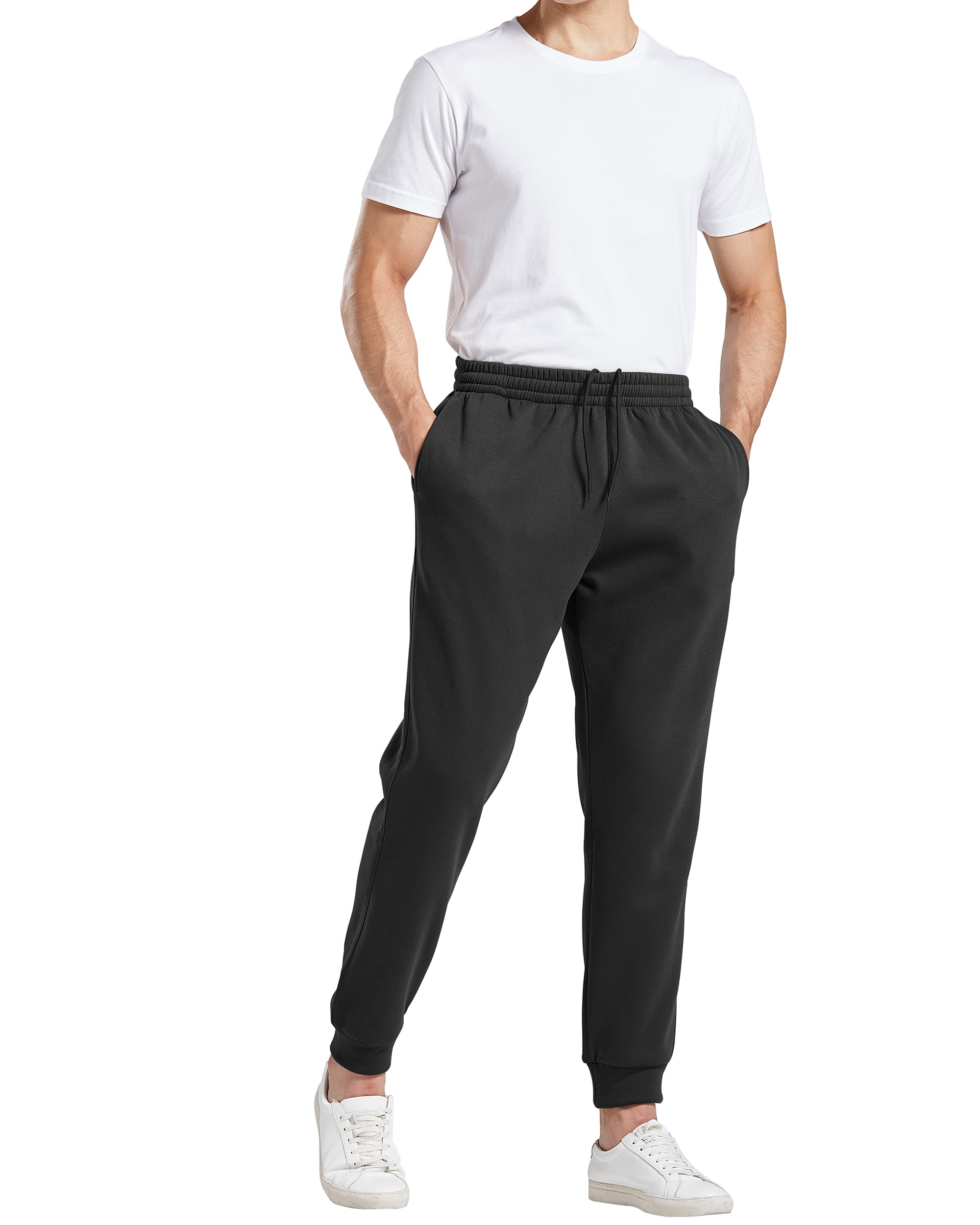 MLYENX Paquete de 2/3 pantalones deportivos de forro polar para hombre, atléticos, cómodos, con bolsillos