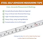 2-Pack Steel Self-Adhesive Measuring Tape, Imperial & Metric Stick-on Ruler, Left to Right and Right to Left Reading Tape Measure for Woodworking, Workbench, Table Saw, Drafting Table, 200cm/78Inch