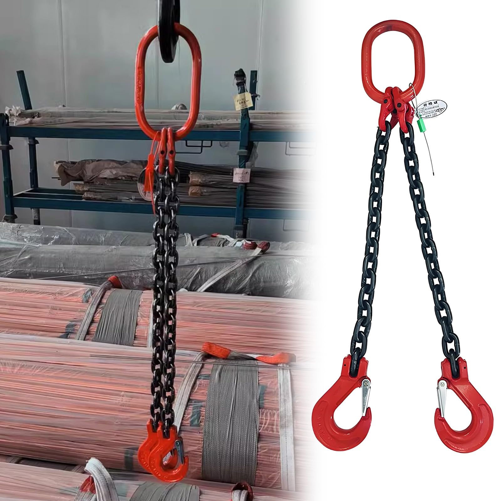 Catena Di Sollevamento GOTOTOP 2m, 1 Tonnellata, 6mm - Regolabile, Per Gru, Edifici, Lavori Pesanti - Foto 7