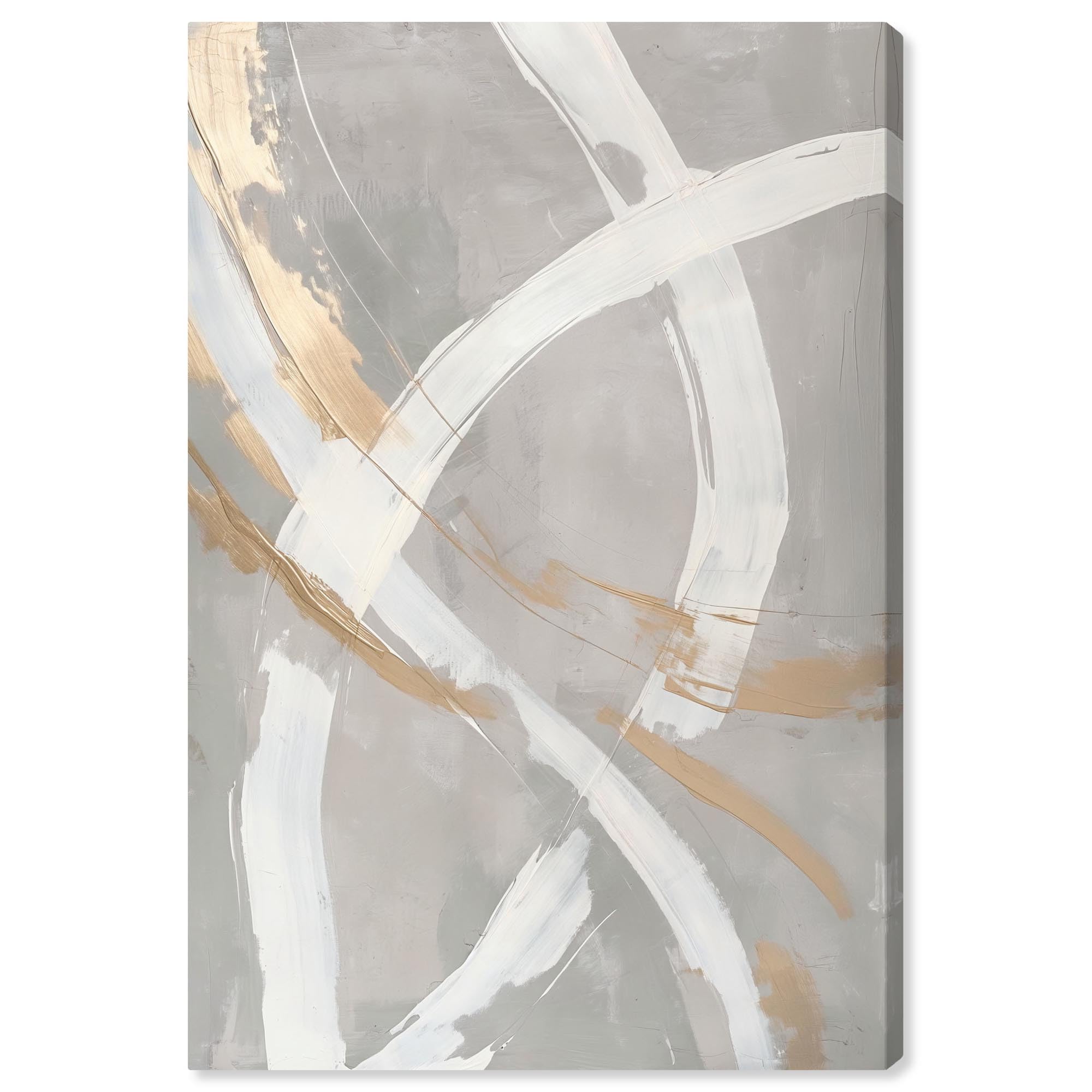 Photo 1 of Art Remedy Silvered Spirals Canvas Elegant Gold Abstract, Gallery Wrapped, 24" x 36"