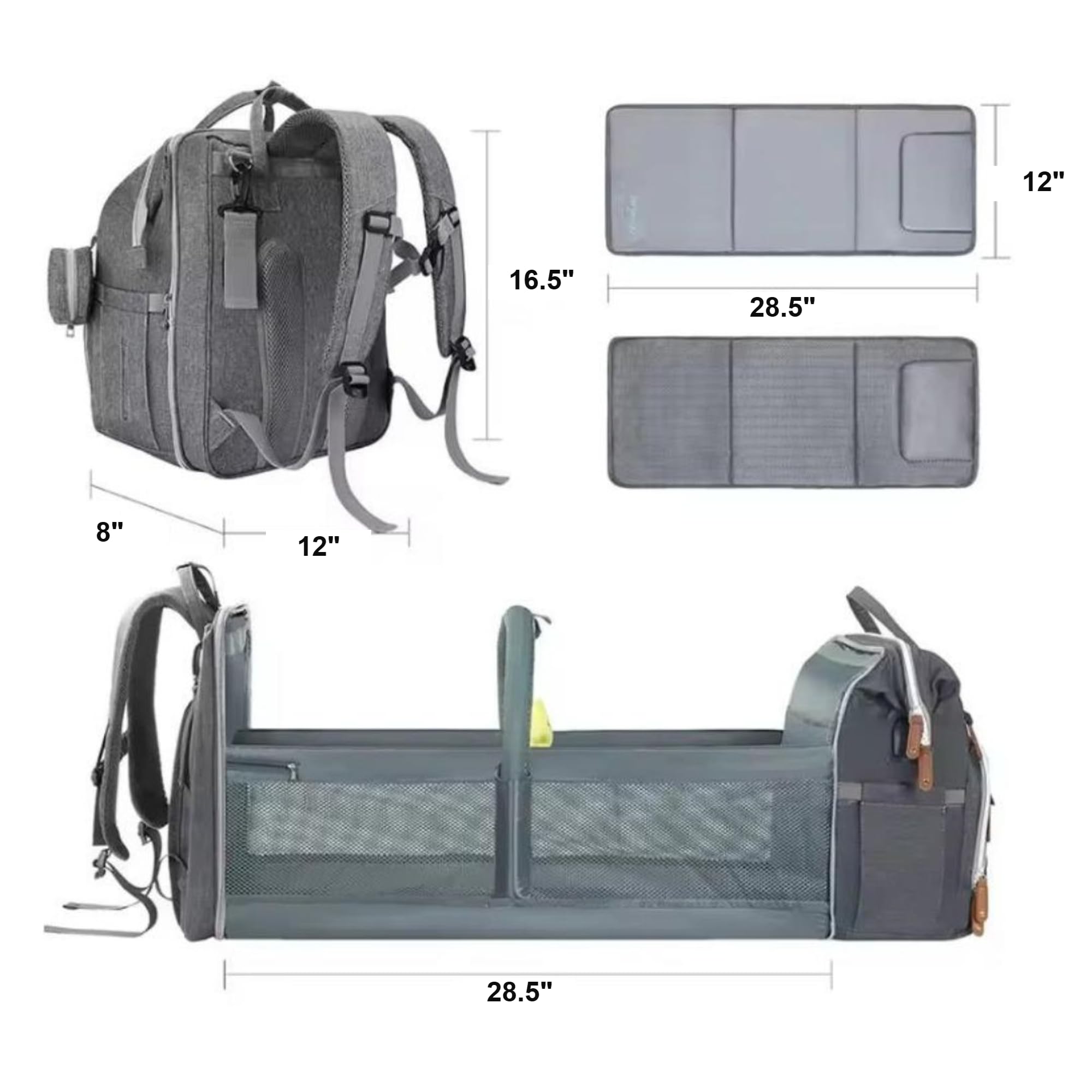 Mochila Bebe Pañalera con Cambiador Portátil - Mochila Carro Bebé Impermeable Gran Capacidad