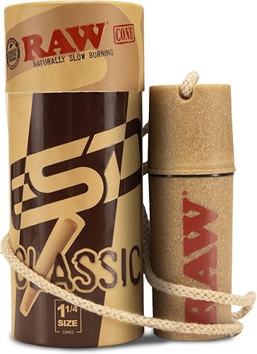 RAW Paquete Reserva and Cones - 50 conos clásicos 1 14 preenrollados con kit de almacenamiento RAW Reserva y relleno de cono