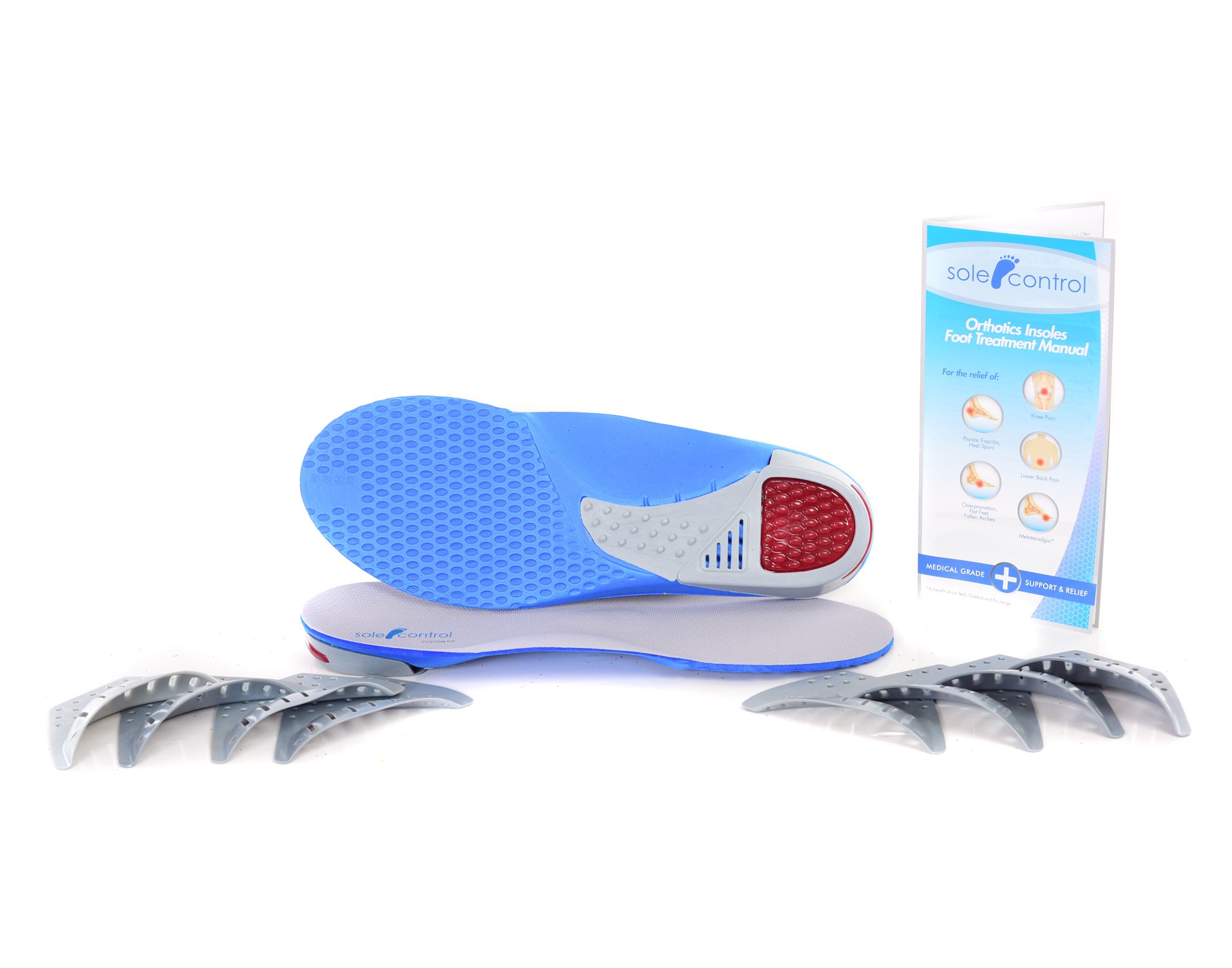 Sole Control TriArch Orthotic Insoles, 3 variable arch supports, Gel