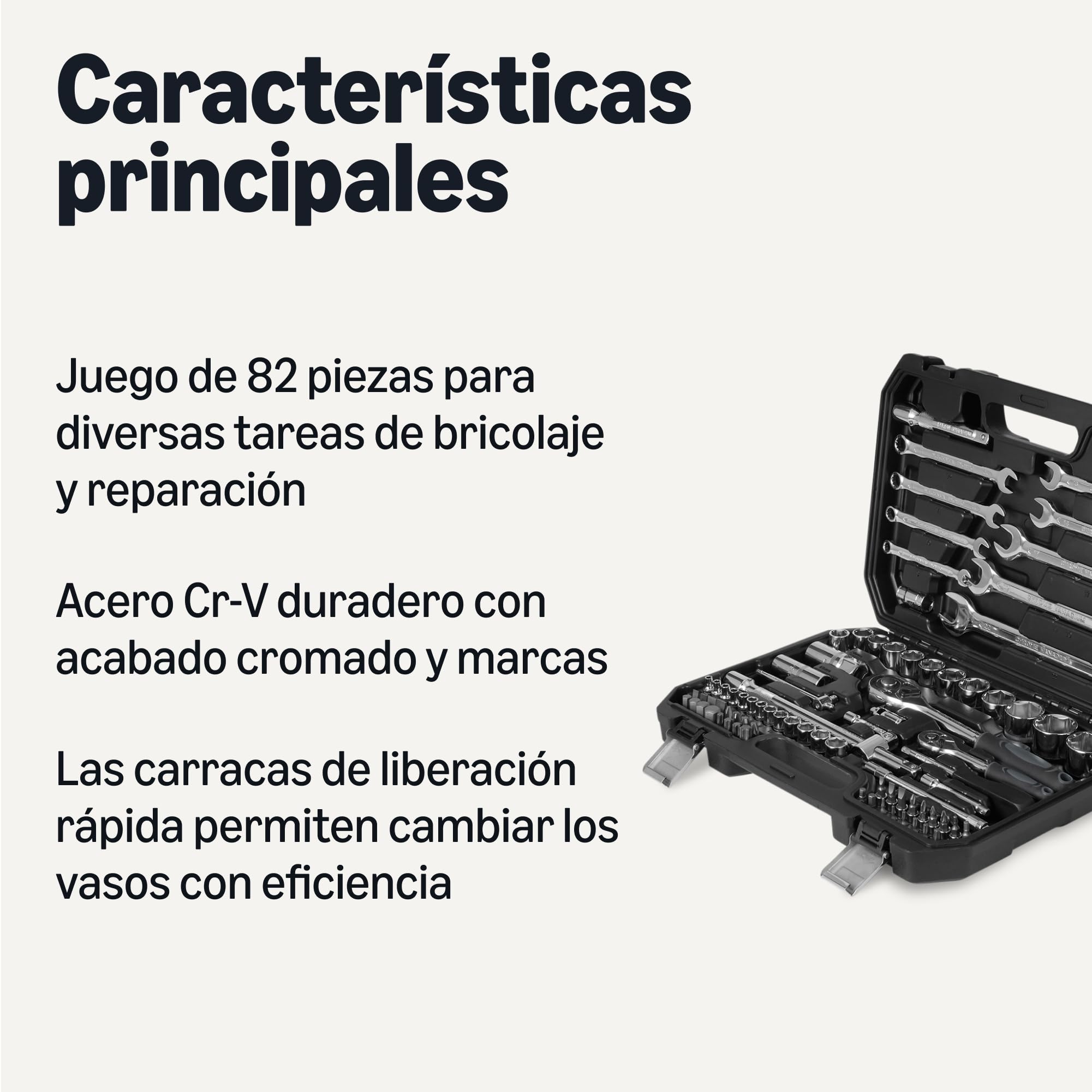 Amazon Basics - Juego de 82 llaves de vaso con llaves de carraca, extensores y brocas, incluye maletín de almacenamiento — view 2