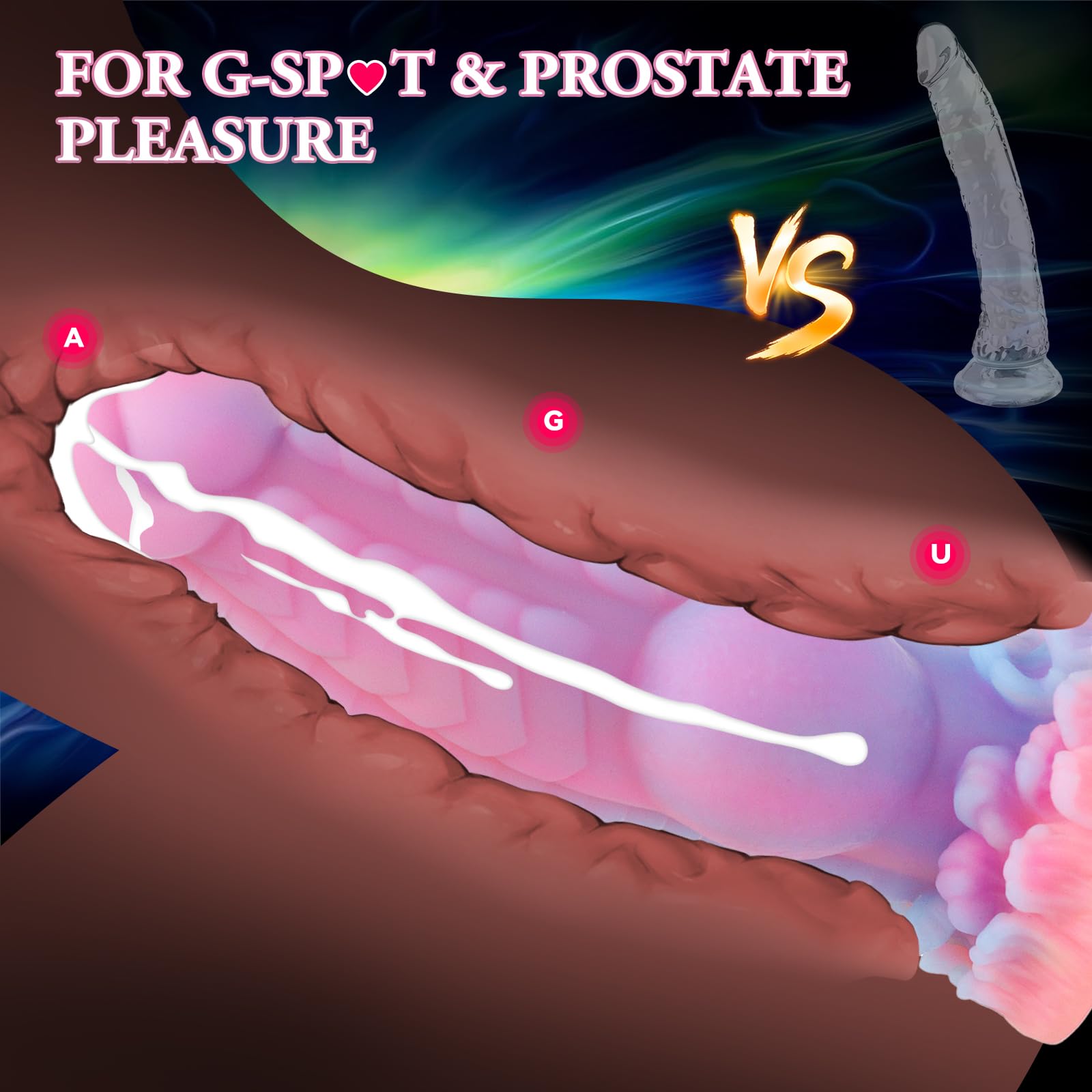 Monster Dildo, 8.5inch Fantasy Realistic Dog Dildos with Knot Luminous Silicone Thick Pink Anal Dildo Adult Sex Toys with Suction Cup for G Spot Women Men Couple Strap on Play: Regular