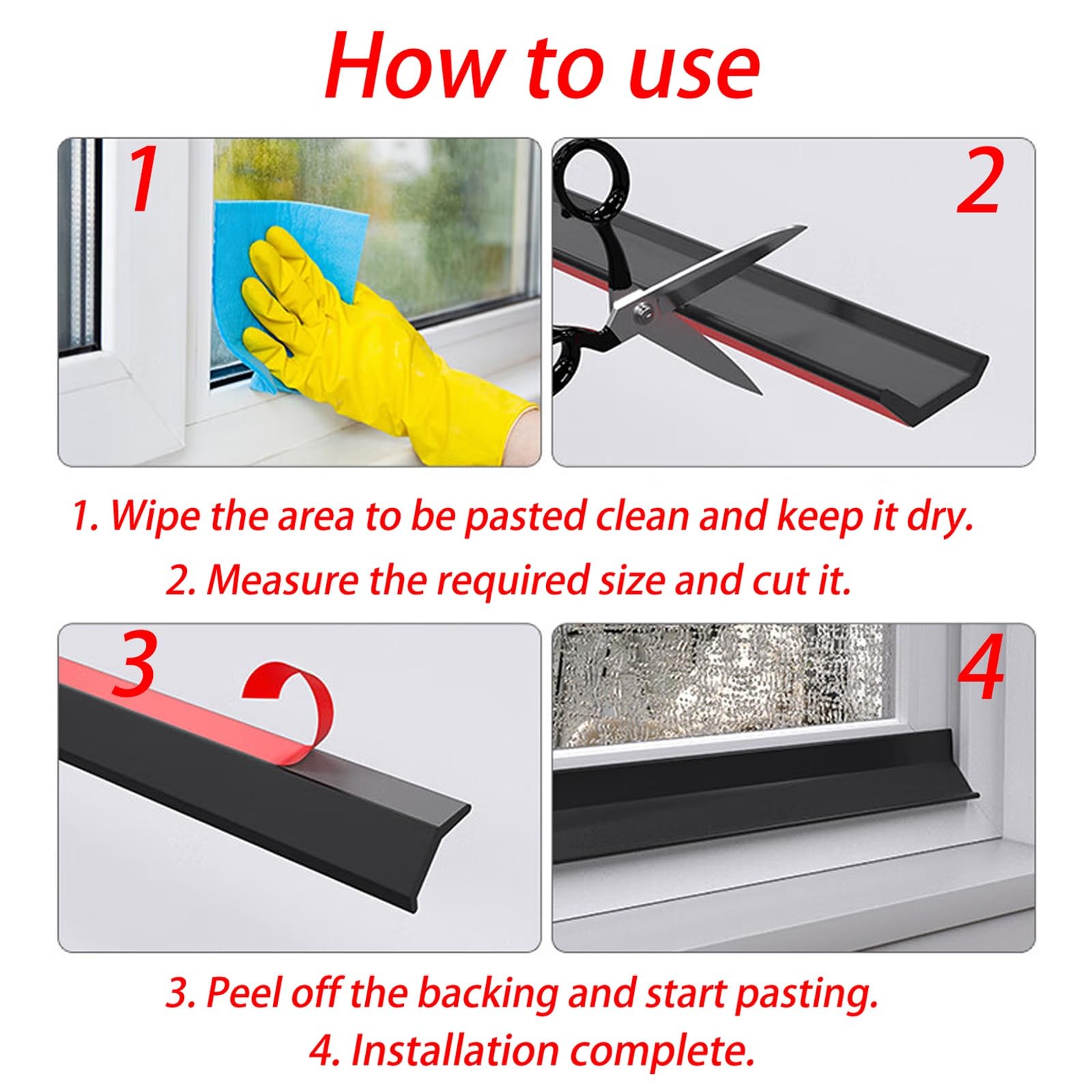 Tope de Lluvia para Ventanas, Protectores de Lluvia de Goma autoadhesivos para Puertas y Ventanas, desviador de Borde de Goteo Flexible, Deflector de Goteo Multifuncional, protección imperme