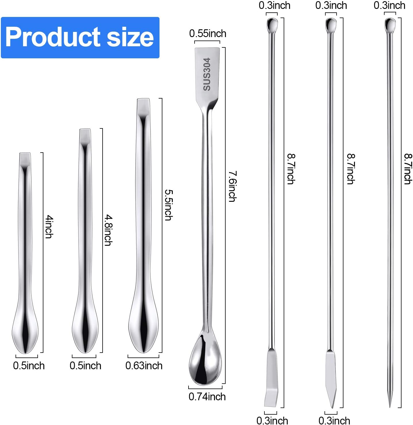 22 Pieces Stainless Steel Lab Spatula Micro Scoop Set Laboratory Sampling Spoon Mixing Spatula for Powders Gel Cap Filler