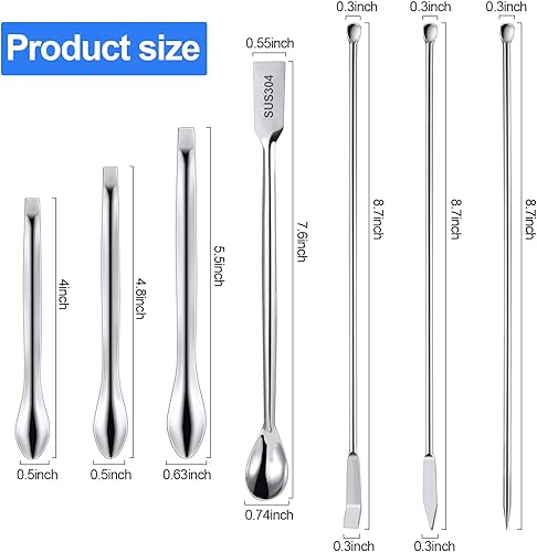 Miniatura 3 de 22 Pieces Stainless Steel Lab Spatula Micro Scoop Set Laboratory Sampling Spoon Mixing Spatula for Powders Gel Cap Filler