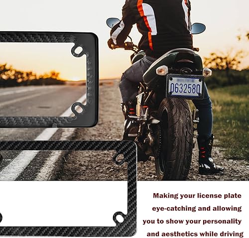 Miniatura 7 de Marcos de matrícula de motocicleta con tornillos y tuercas, marco de placa de fibra de carbono para decoración, accesorios de motocicletas de acero