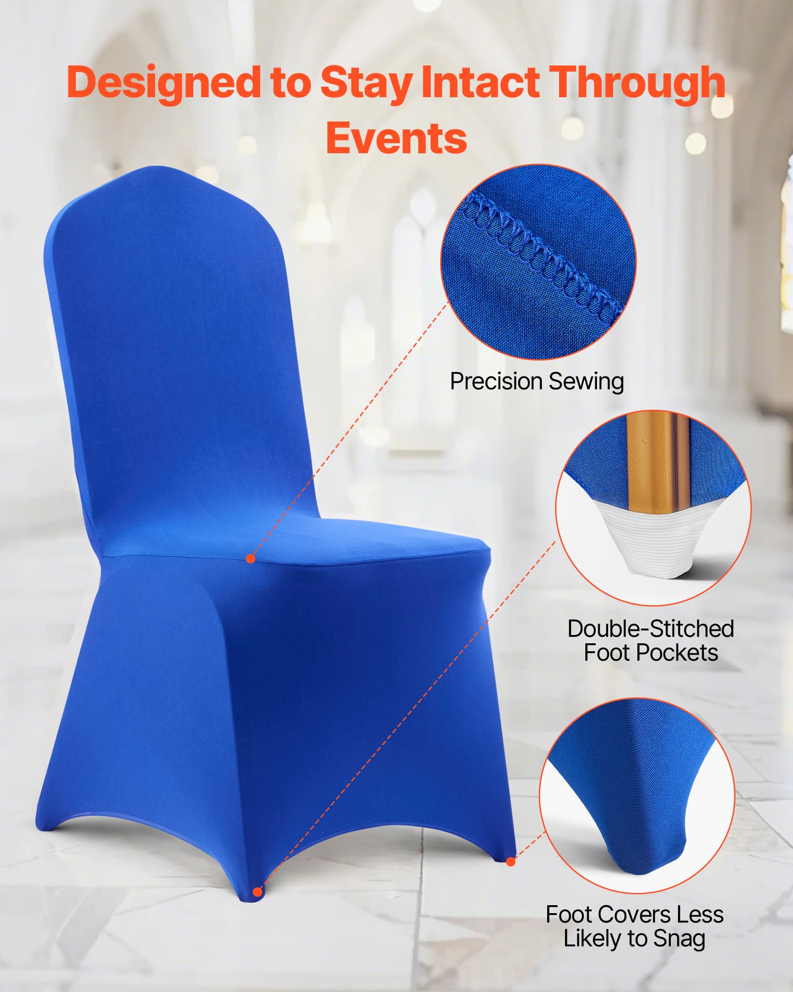 Vevor Stuhlhussen Stuhlbezug 50 STK. waschbarer & Abnehmbarer Stuhlüberzug aus Polyester-Spandex für Hochzeitsfeiern Esszimmerbankette Restaurant – Bild 6