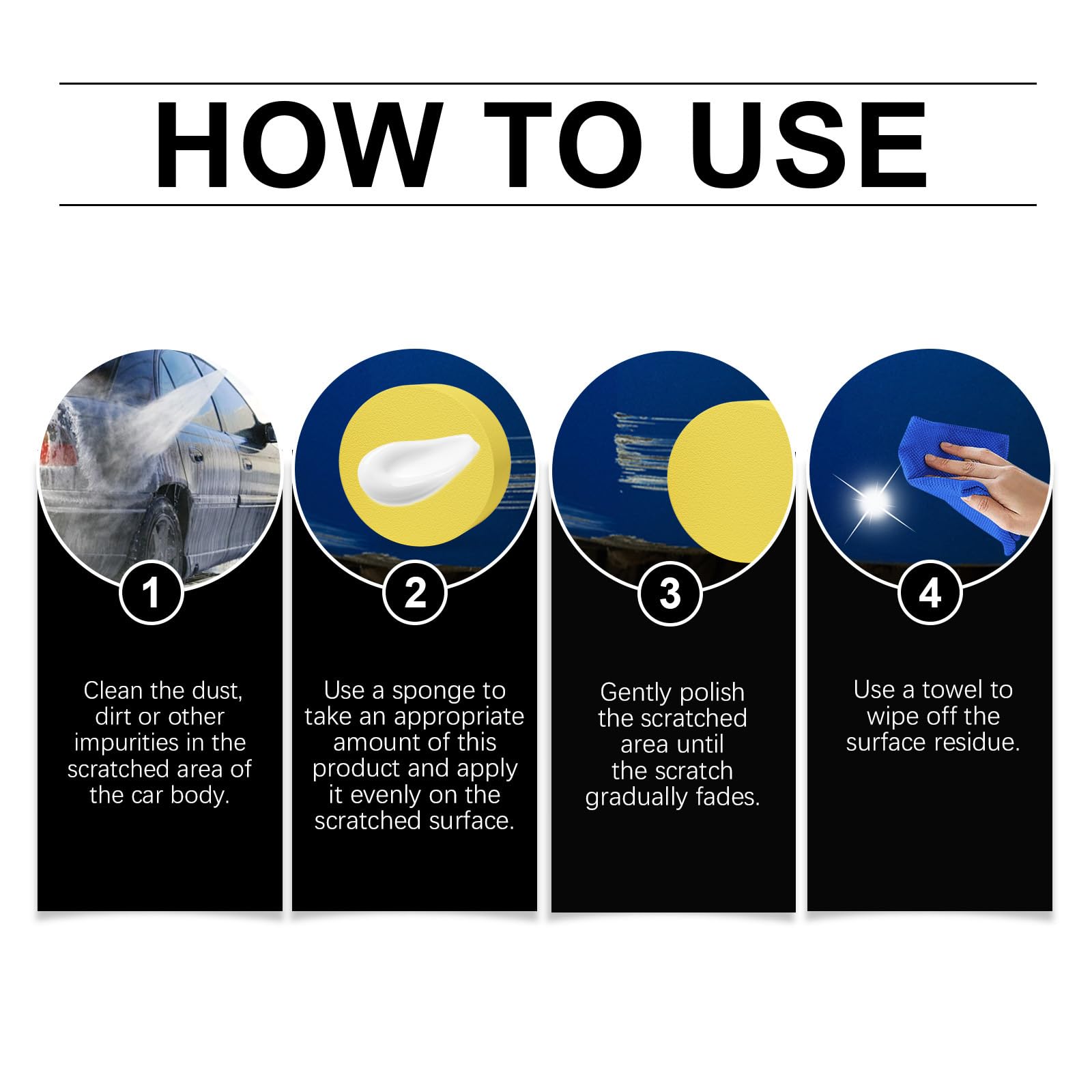 Car Scratch Remover, Car Paint Scratch Repair, Scratch Remover for Vehicles, with Polish Cloth & Sponge, Tiefenpolitur gegen Schrammen, für Cars Verschiedene Oberflächen Quick Effect Coating Agent, 5