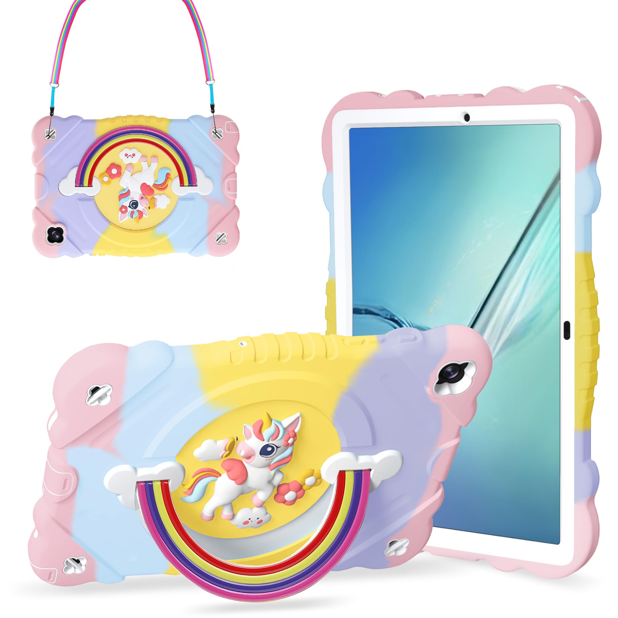 XZC Case for Samsung Galaxy Tab A8 10.5 inch (SM-X205N/X200N/X207) 2021/2022 Unicorn Heavy Duty Shockproof Protective Cover with Adjustable Shoulder