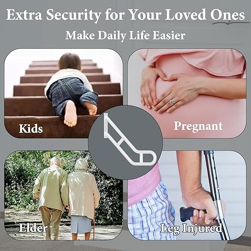 Miniatura 6 de Pasamanos en forma de U de 25 pulgadas para exteriores de 1 a 3 escalones, barandilla de montaje en pared negra doblada mejorada para interiores,