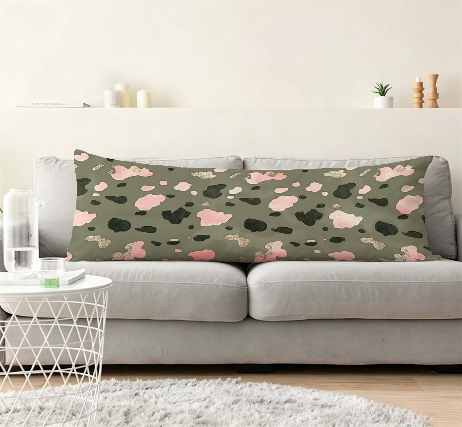 Fodera Cuscino 55 x 160 cm, Grigio-4 Lino Cuscini per Divano Letto, | con Invisibile Cerniera, Morbida e Traspirante, per biancheria da letto, divano, hotel, chi dorme sul fianco Astratto j-269