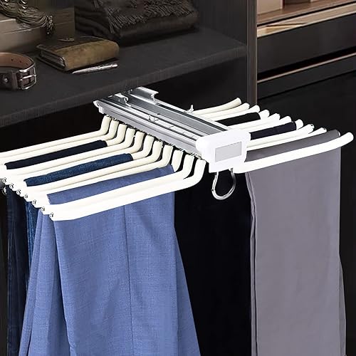 Perchero extraíble para pantalones, 22 brazos de acero, multifuncional, barra de suspensión RCK, organizador de ropa para dormitorio, guardarropa,
