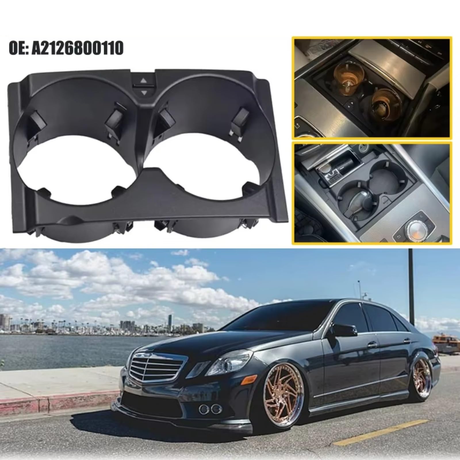Auto Innenraum Zubehör Compatibile Con Benz Per W212 E350 E400 E550 Classe E 2010-2013 Car Center Console Portabicchieri Inserto 2126800110 A2126800110