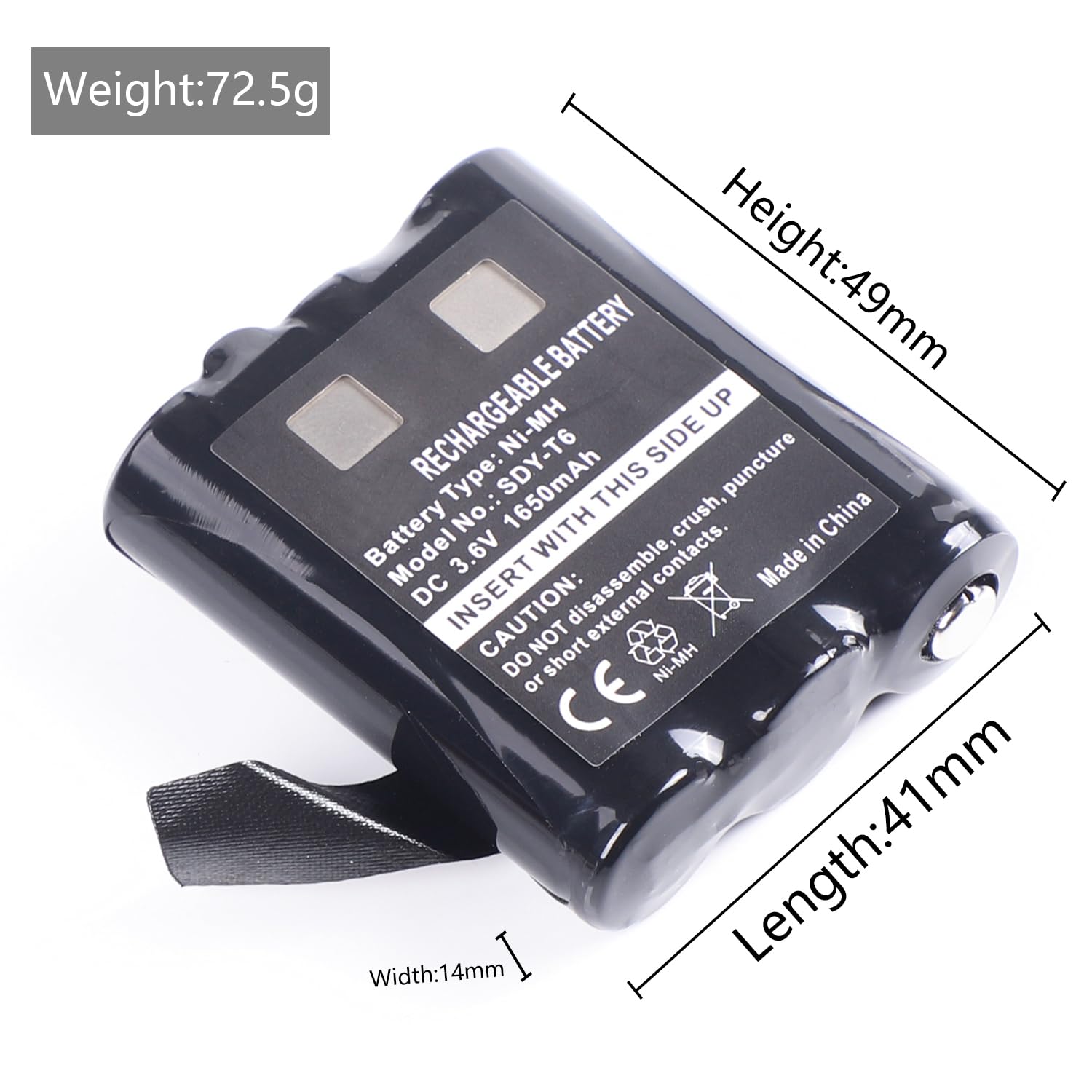 2Pcs 1650mAh 3,6V AA Rechargeable Ni-MH Batterie de Rechange pour Motorola Radio TLKR T92 H2O T82 Extreme T62 T605 H2O T800 PMNN4477AR 1532 PMR446 Walkie Talkie