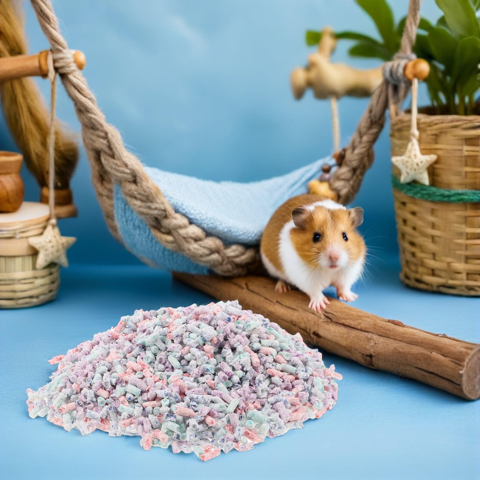 FRCOLOR Hamsterstreu Papierbettwäsche Saugfähige Atmungsaktive Kleintierstreu für Hamster Kaninchen Meerschweinchen Weiches Komfortables Einstreu für Kleintierkäfige und Nagerhäuser