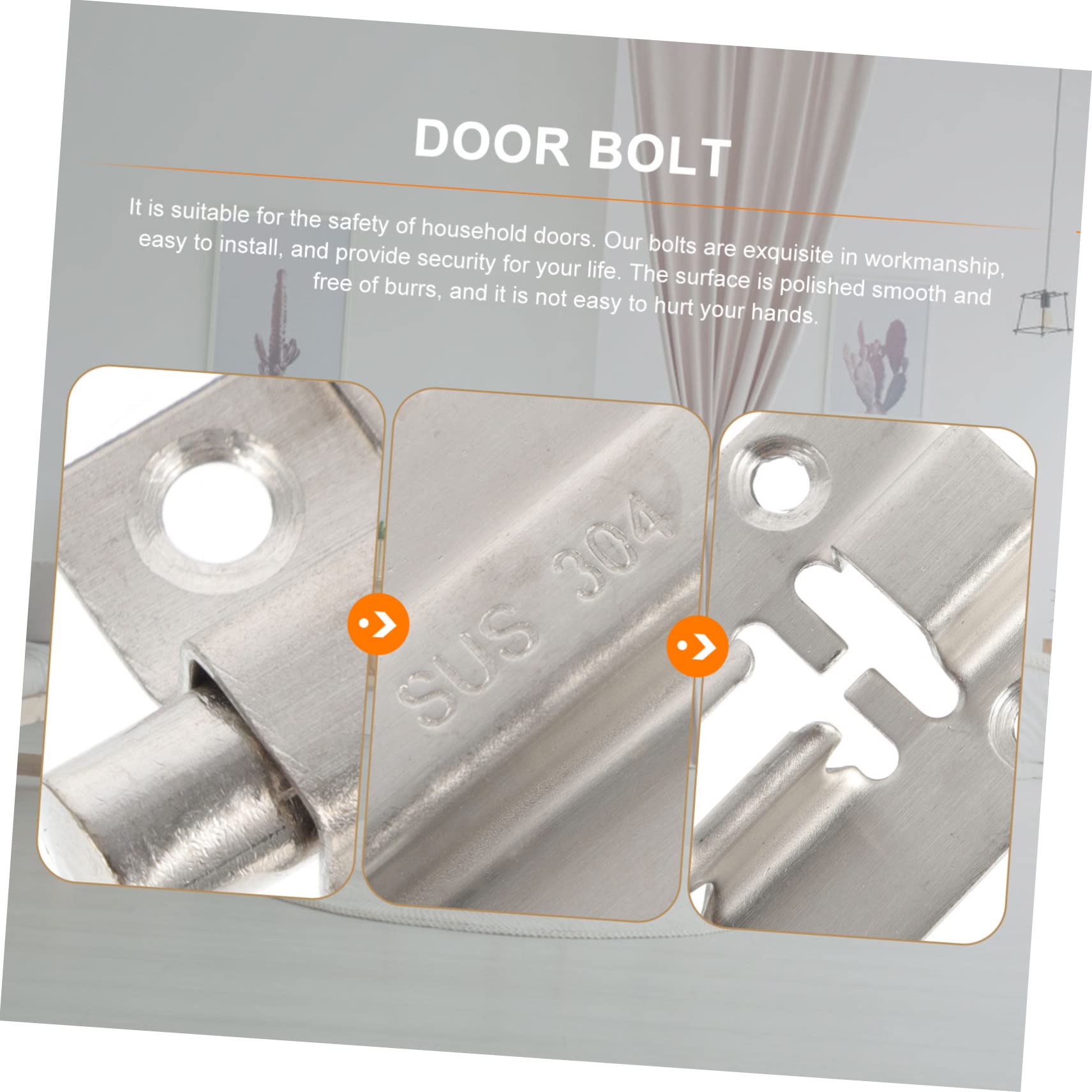 Artibetter 6pezzi Serratura Scorrevole Acciaio Inossidabile Per Sicurezza Di Porte e Armadietti Facile Da Installare e Resistente Alla Chiavistello Per Casa e Hotel