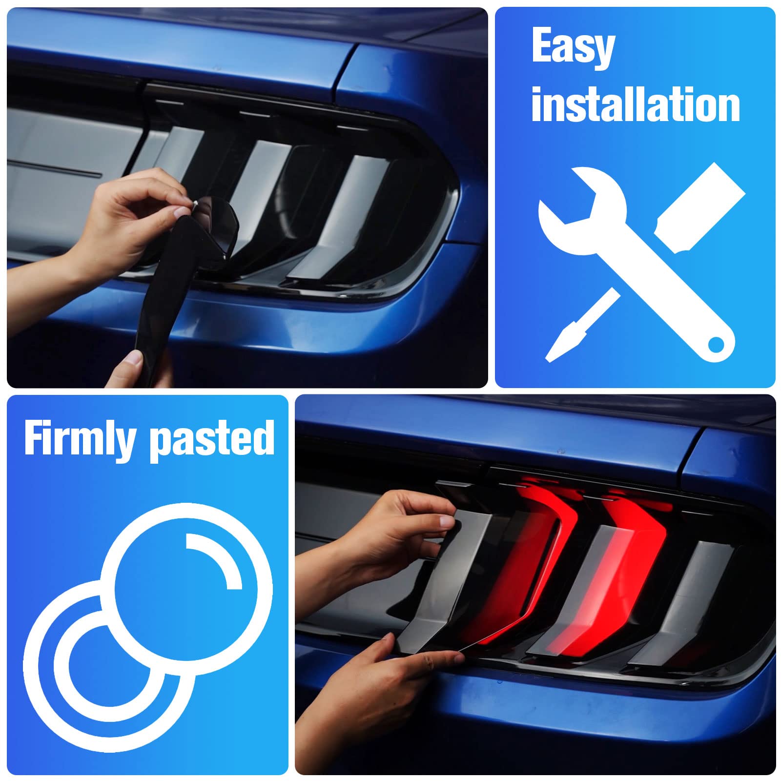 LitMiRaCle Smoke Black Taillight Protector Cover Compatible Ford Mustang, PC Resin Tail Shades, Taillight Decorative Shade Accessories Compatible Ford Mustang 2018 2019 2020 2021 2022