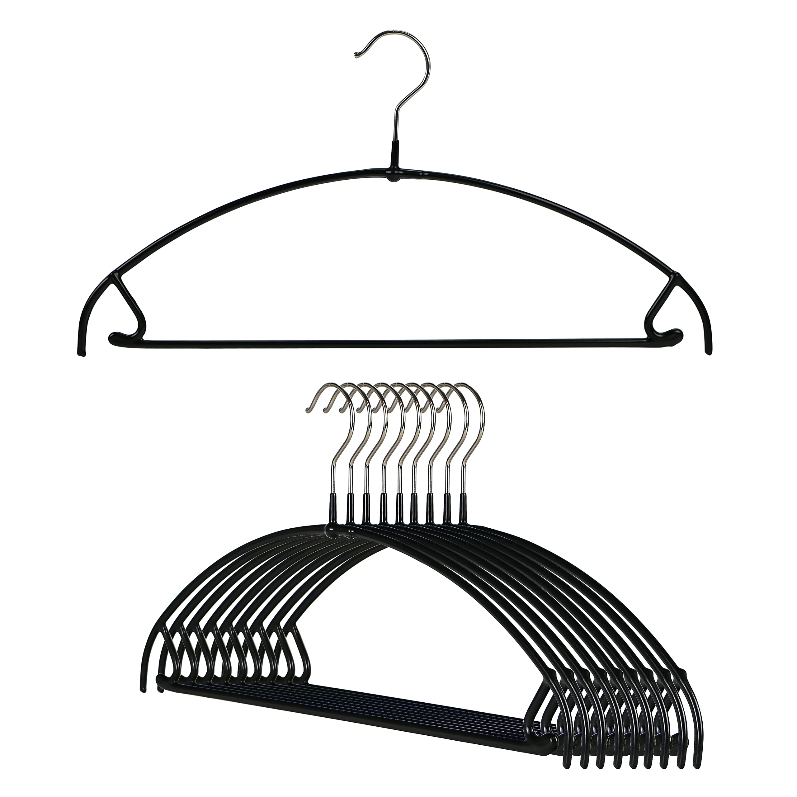 Mawa by Reston Lloyd Euro Ultra Light/Thin Series, Non-Slip Space-Saving Clothes Hanger with Bar & Hooks for Pants and Skirts, Style 42/PTU, Set of 10
