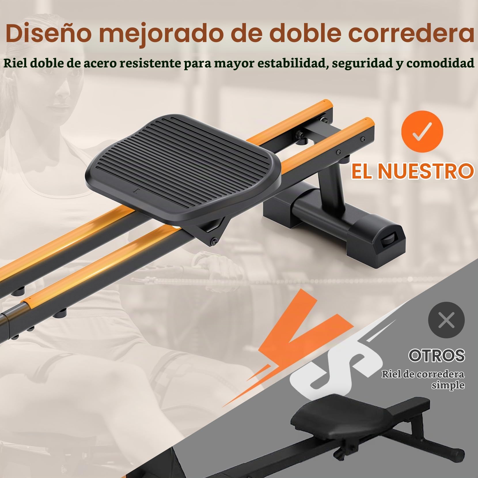 Dripex Máquina de Remo Silenciosa para Casa, 16 Niveles de Resistencia, Rieles Dobles Estables, Pantalla LCD, Soporta hasta 158 kg, Conexión Bluetooth con App, Ideal para Fitness en Casa