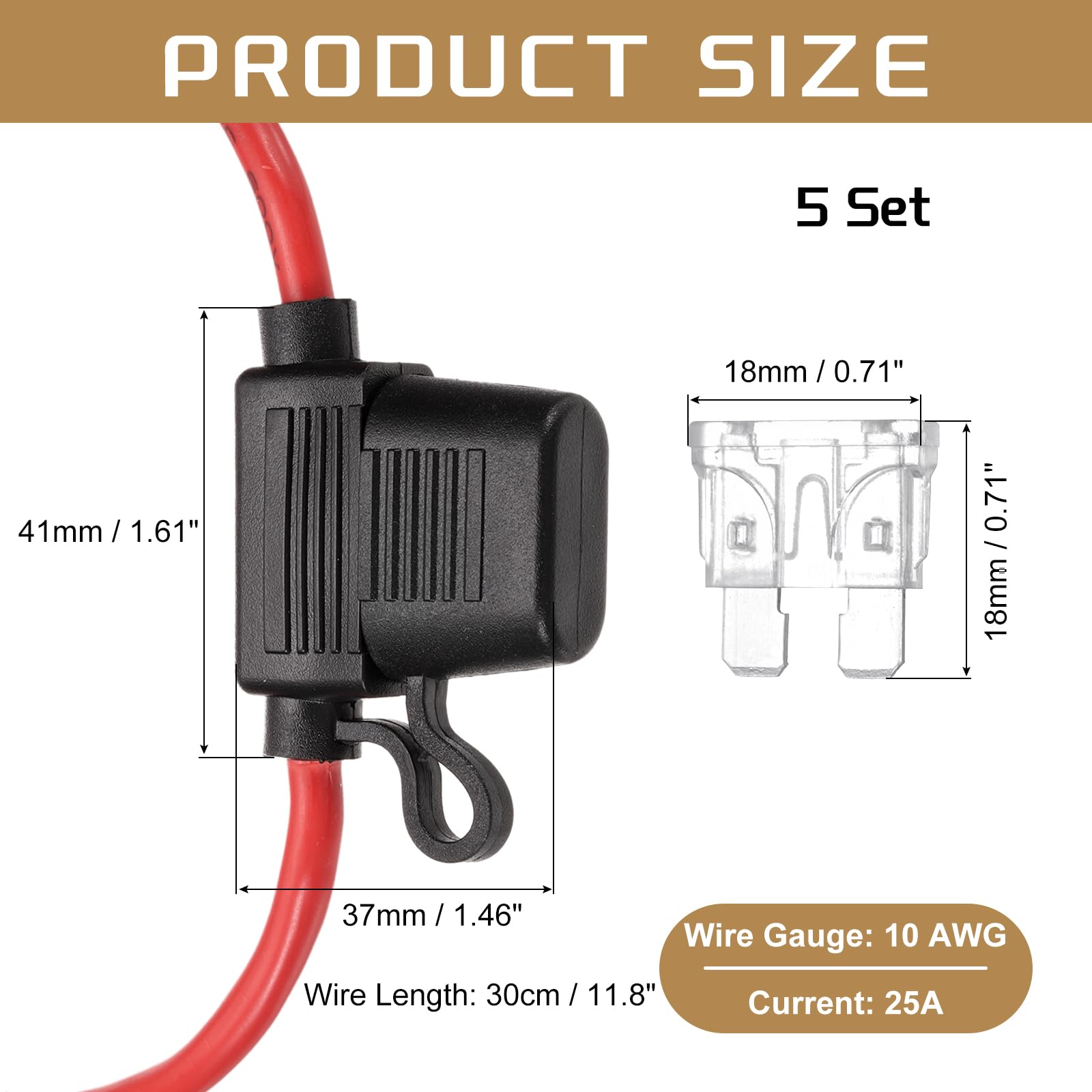 DMiotech 5 Pcs Inline Fuse Holder DC 32V 10 AWG Waterproof Blade Fuse Holder 25A for Automotive Marine, Truck, Motorcycle Transparent - Image 2