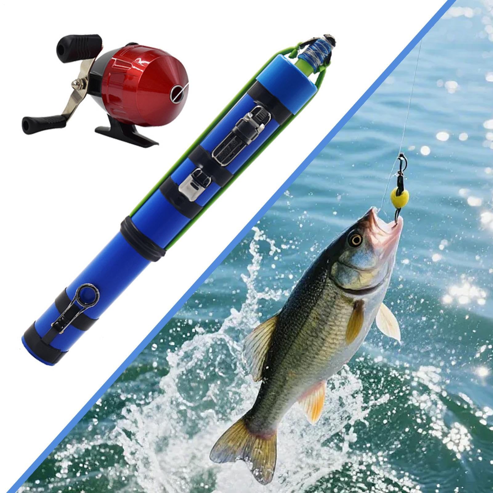 Combo de caña de pescar y carrete, herramienta de pesca multifuncional, caña de catapulta de pesca para viajes, para lubina, trucha, agua salada, agua dulce, orilla, río, arroyo, estanque, lago