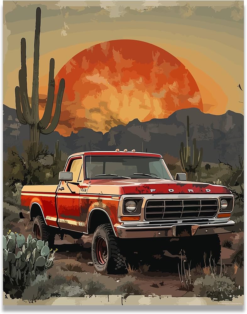 amazon-com-inspirational-wall-art-co-tireless-vintage-truck-wall-decor-country-art-prints-old-truck-decor-rustic-1950s-chevy-ford-pickup-truck-11x14-inches-unframed-posters-prints