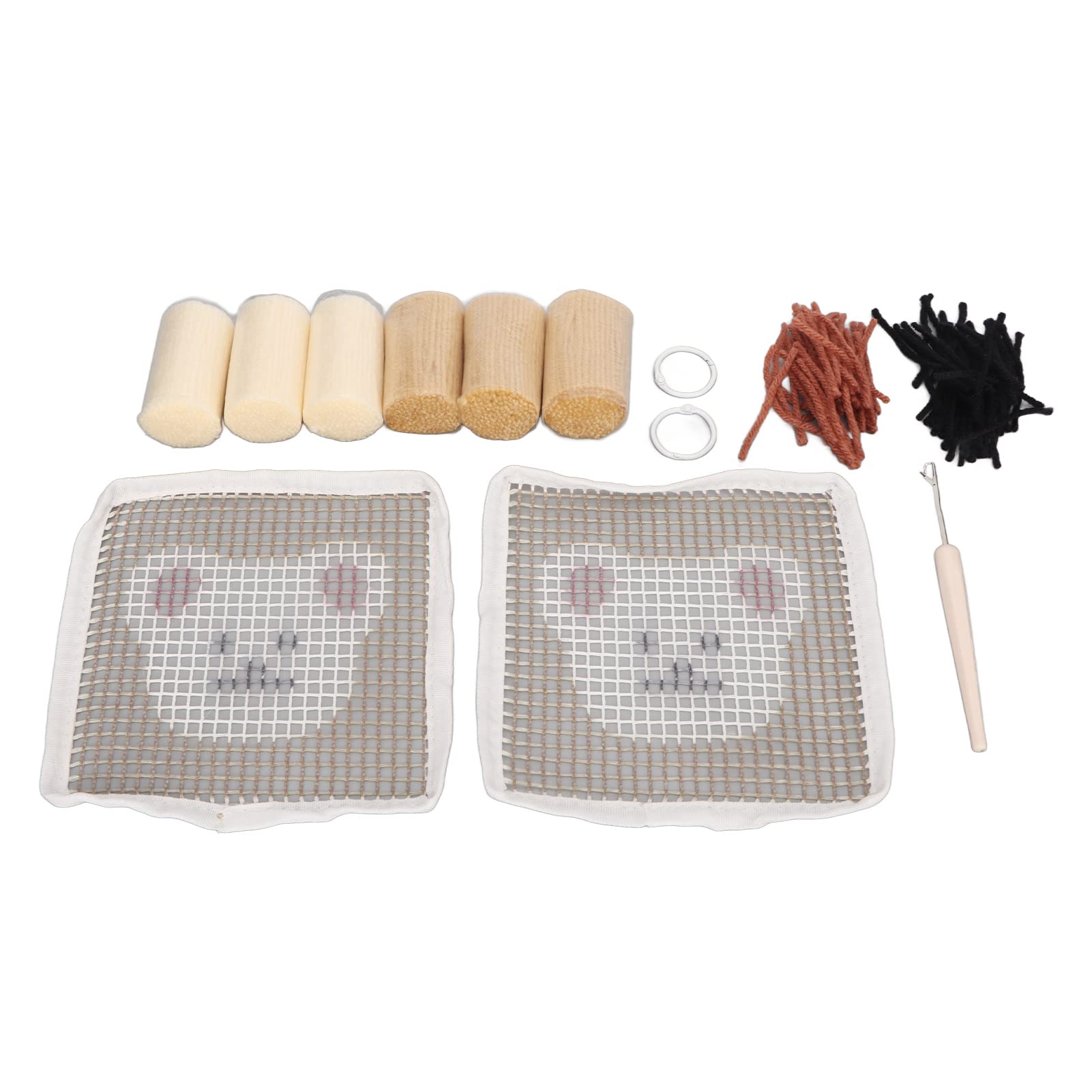 YedaHcy Punch Pin Head Coaster DIY Kit, Polyester Rug Pad for Beginners, Originality Craft Tool Set with Crochet Hook and Woolen Thread, for mini to Improve Hand Skills