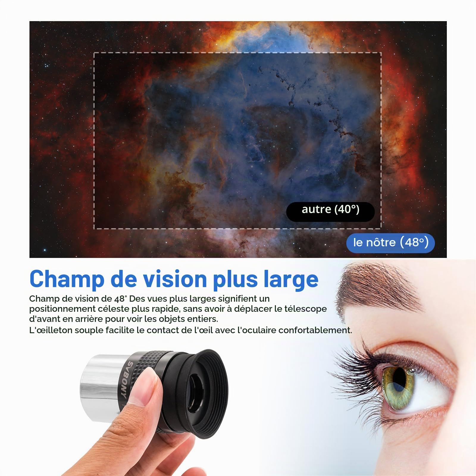 Svbony SV233 Oculaire Télescope Astronomique Kit, PLOSSL 6 mm, 17 mm Oculaire, 2X Lentille de Barlow, Lunaire, ND4, 82 A Couleur Filtre, Un Sac Portable, pour L'observation des Planètes